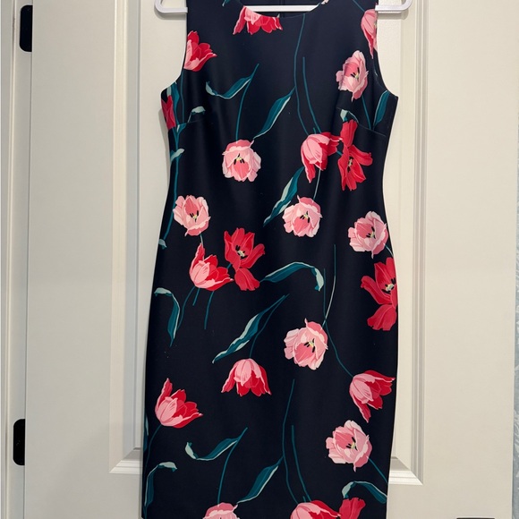 Tommy Hilfiger Floral Sleeveless Dress - Black with Red and Pink Flowers - Picture 1 of 3